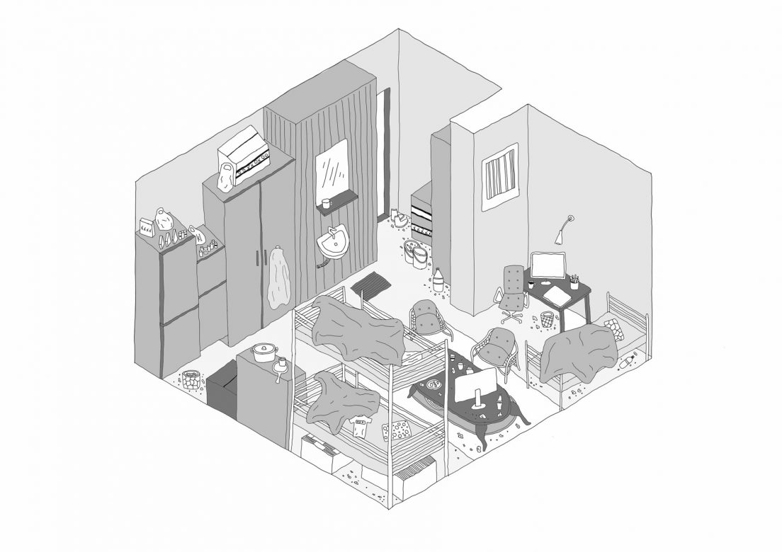 The room for 3 persons in the existing reception center