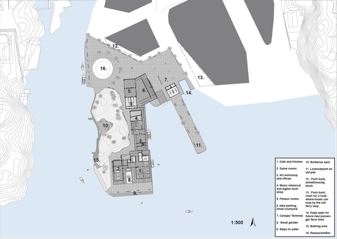 1:500 Site and room plan for the public condenser