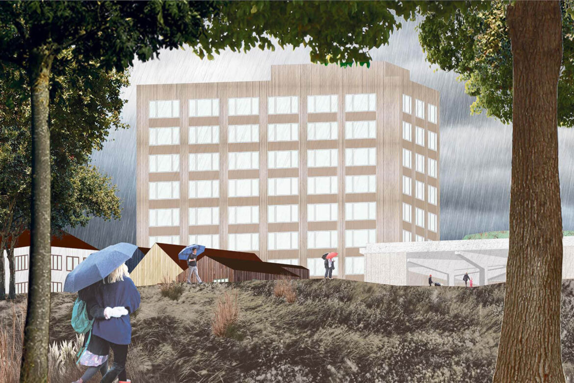 Illustration of the transformed high-rise building to apartments