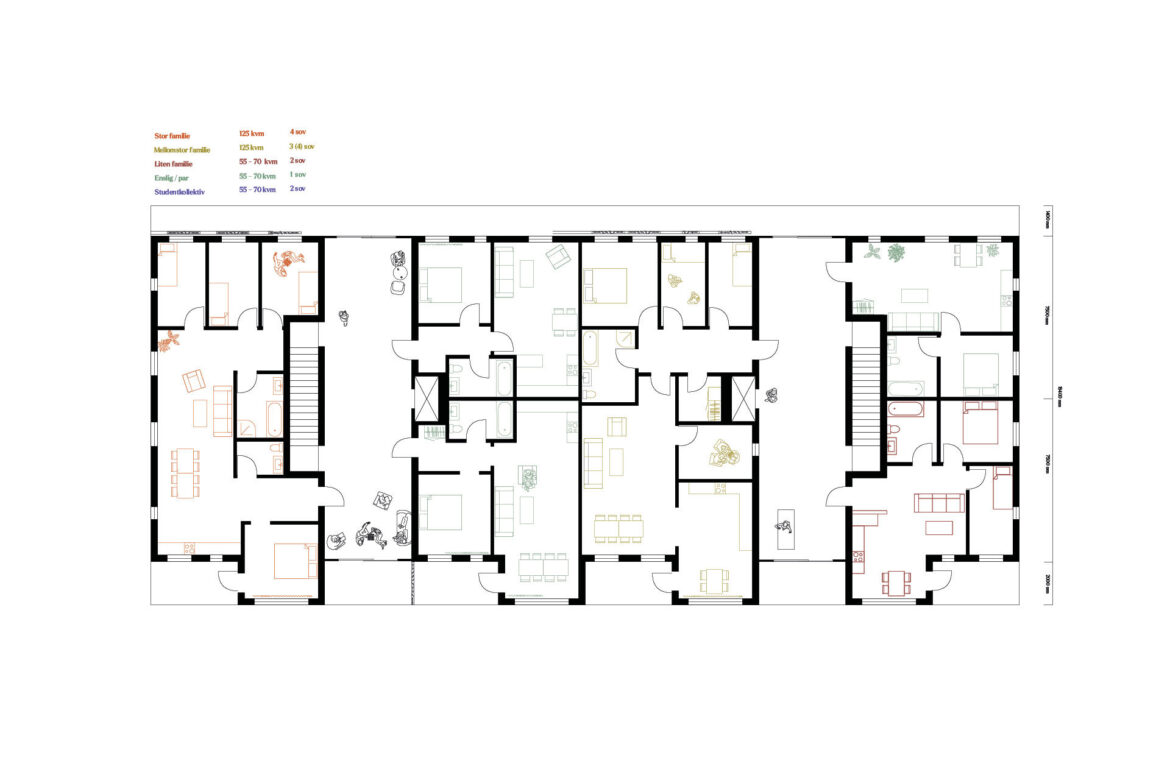 Plan av leiligheter bygg 1(3.etg)